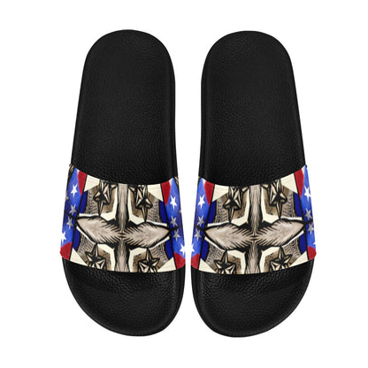 Women's Patriotic Star Kaleidoscope Pattern All-Over Print Slide Sandals