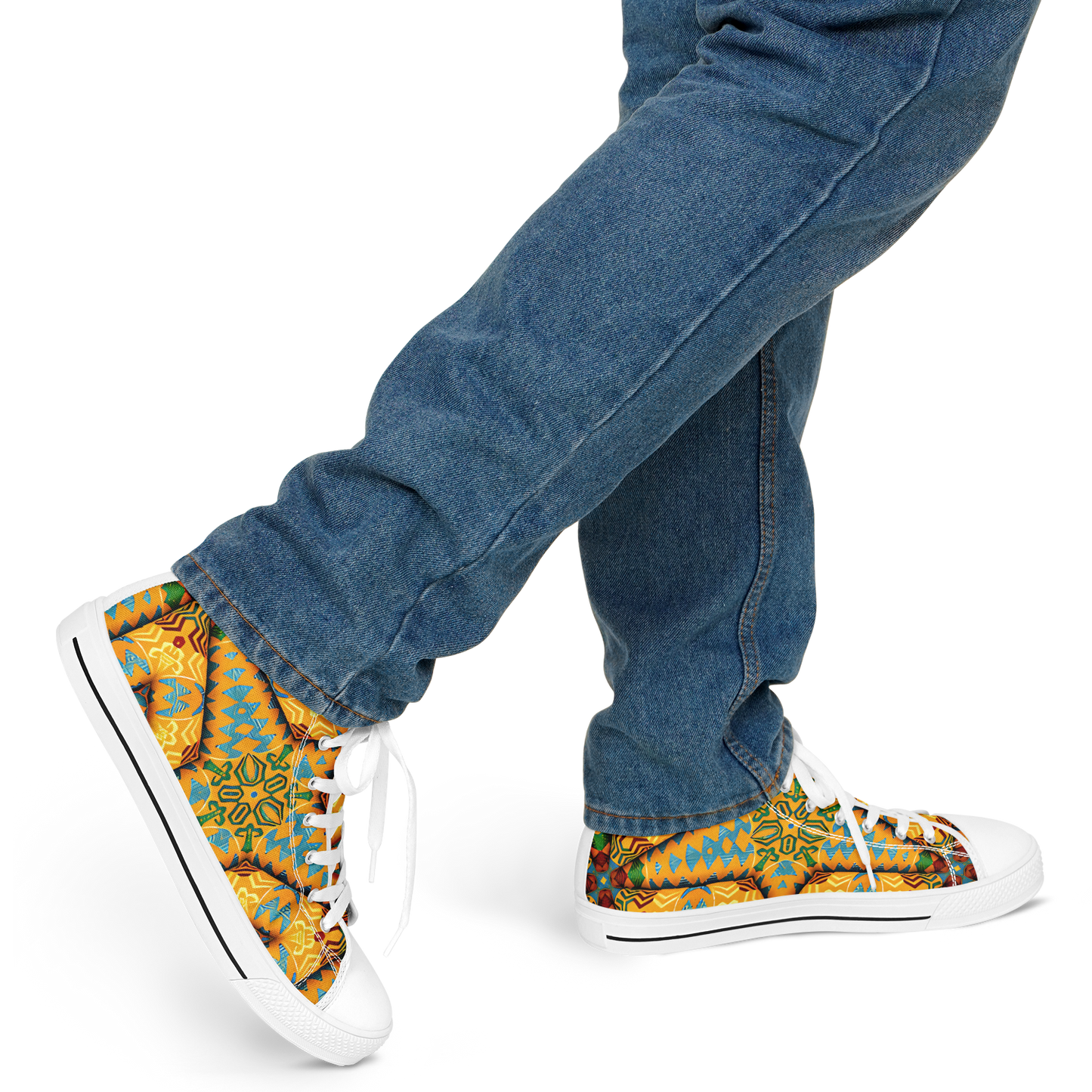 Men's Golden Geometric Mosaic Pattern Urban Peak High Top Shoes