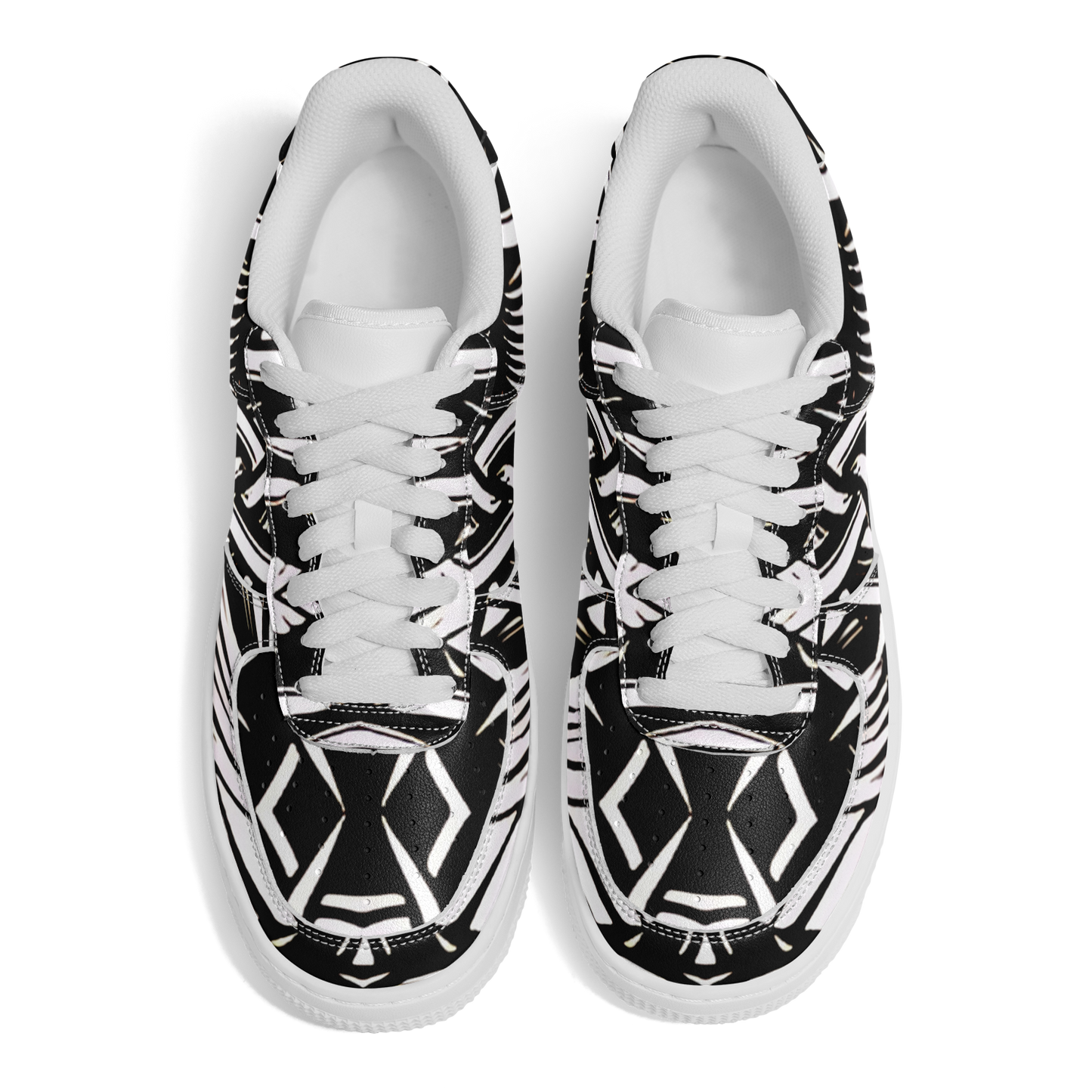 Men’s Black Intricate Silver Chain Tattoo Pattern High Core Low Shoes