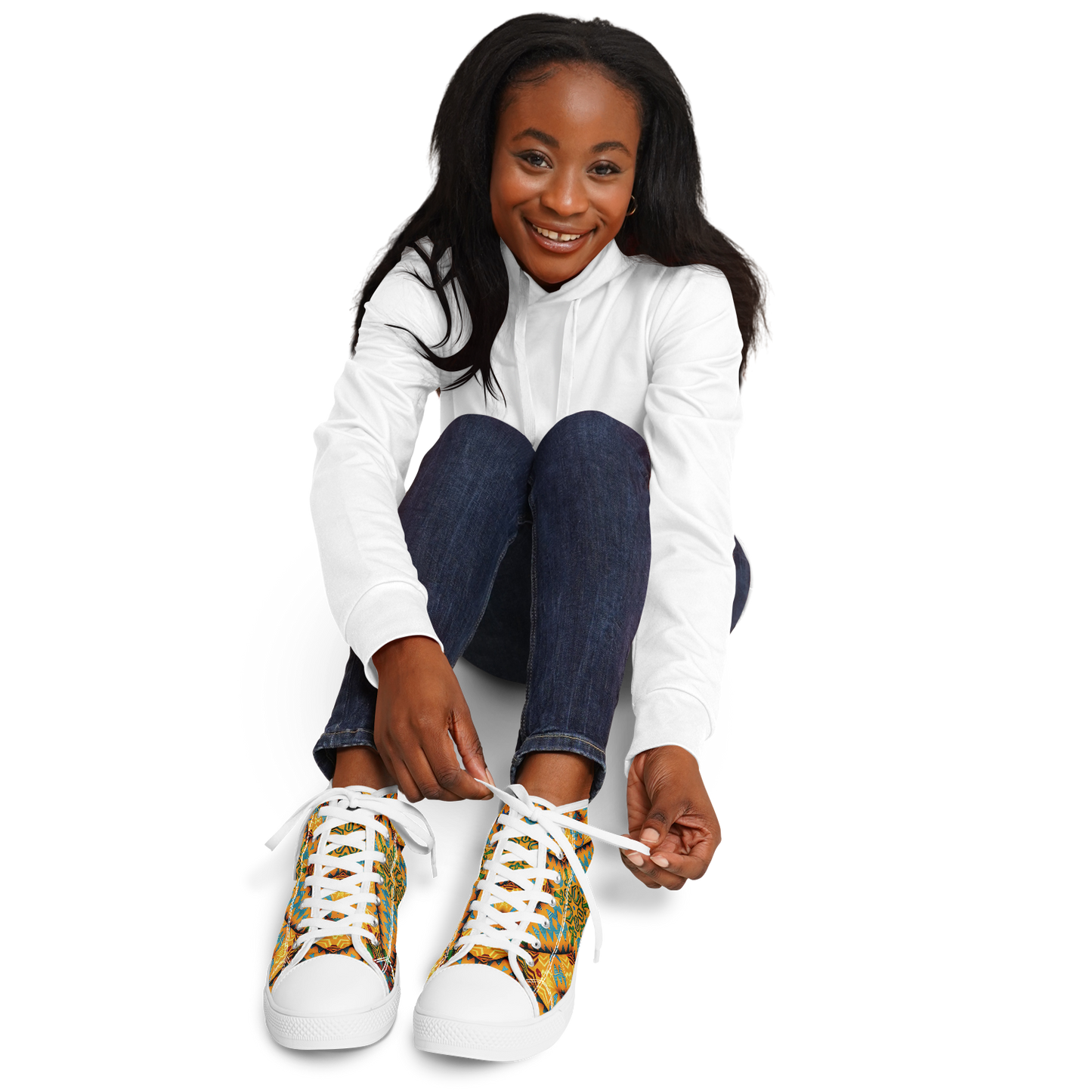 Women's Golden Geometric Mosaic Pattern Urban Peak High Top Shoes