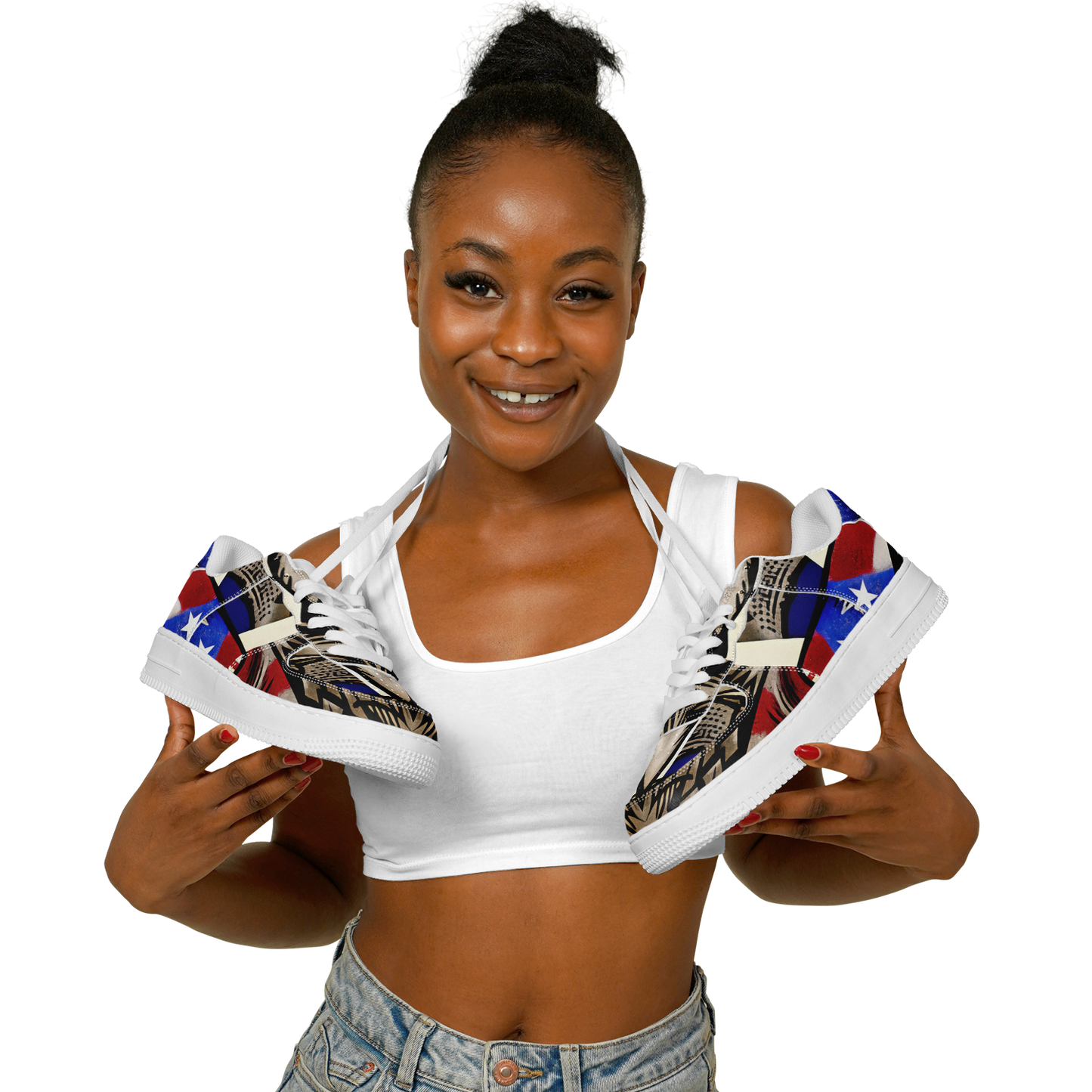 Women's Patriotic Star Kaleidoscope Pattern All-Over Print Core Low Shoes