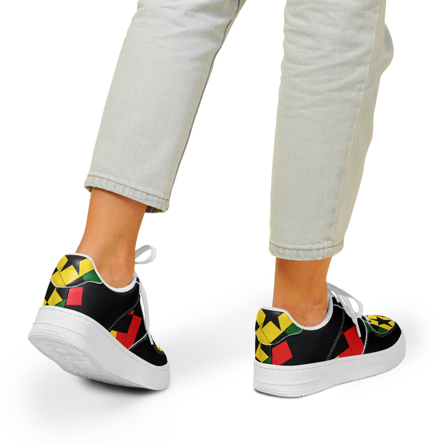 Women's Red Yellow Green and Black Stars Core Low Shoes