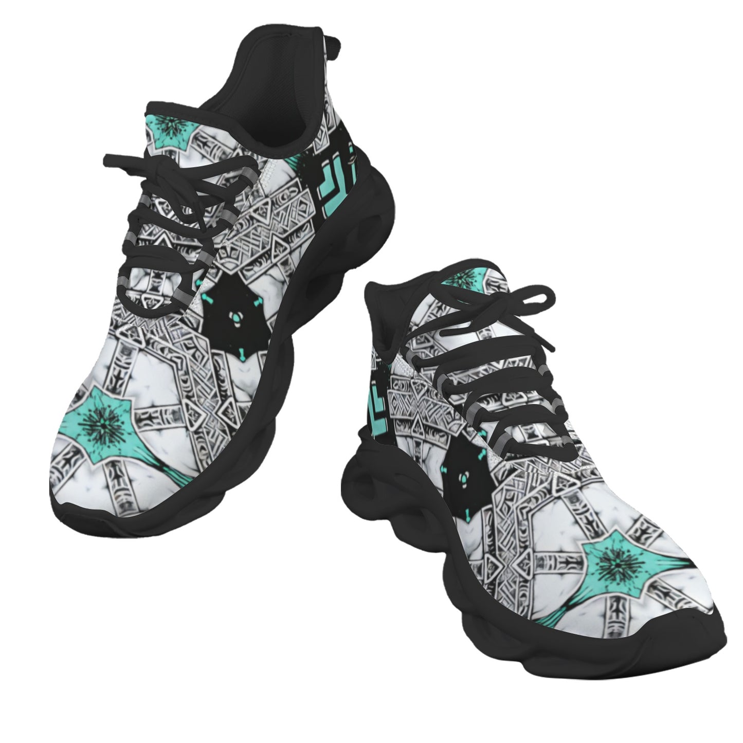 Women's Kaleidoscope Geo Pattern All Over Print Twisted Sole Sneakers