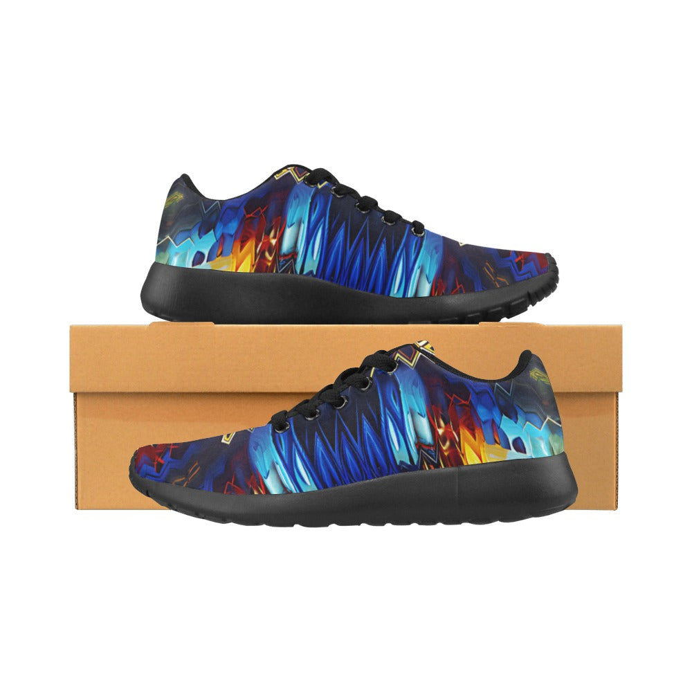 Men's Blue & Red Kaleidoscope Pattern All-Over Print Men’s Running Shoes
