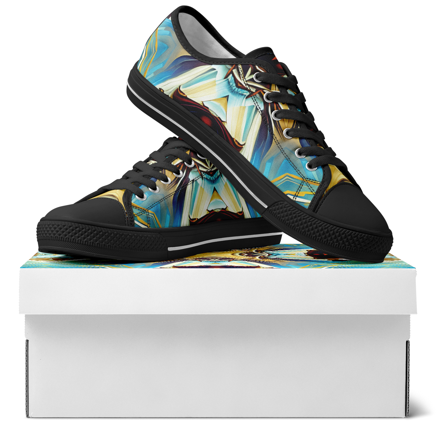 Men's Abstract Teal & Gold Pattern All Over Print Urban Peak Low Shoes