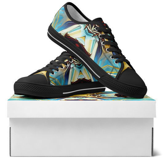 Men's Abstract Teal & Gold Pattern All Over Print Urban Peak Low Shoes