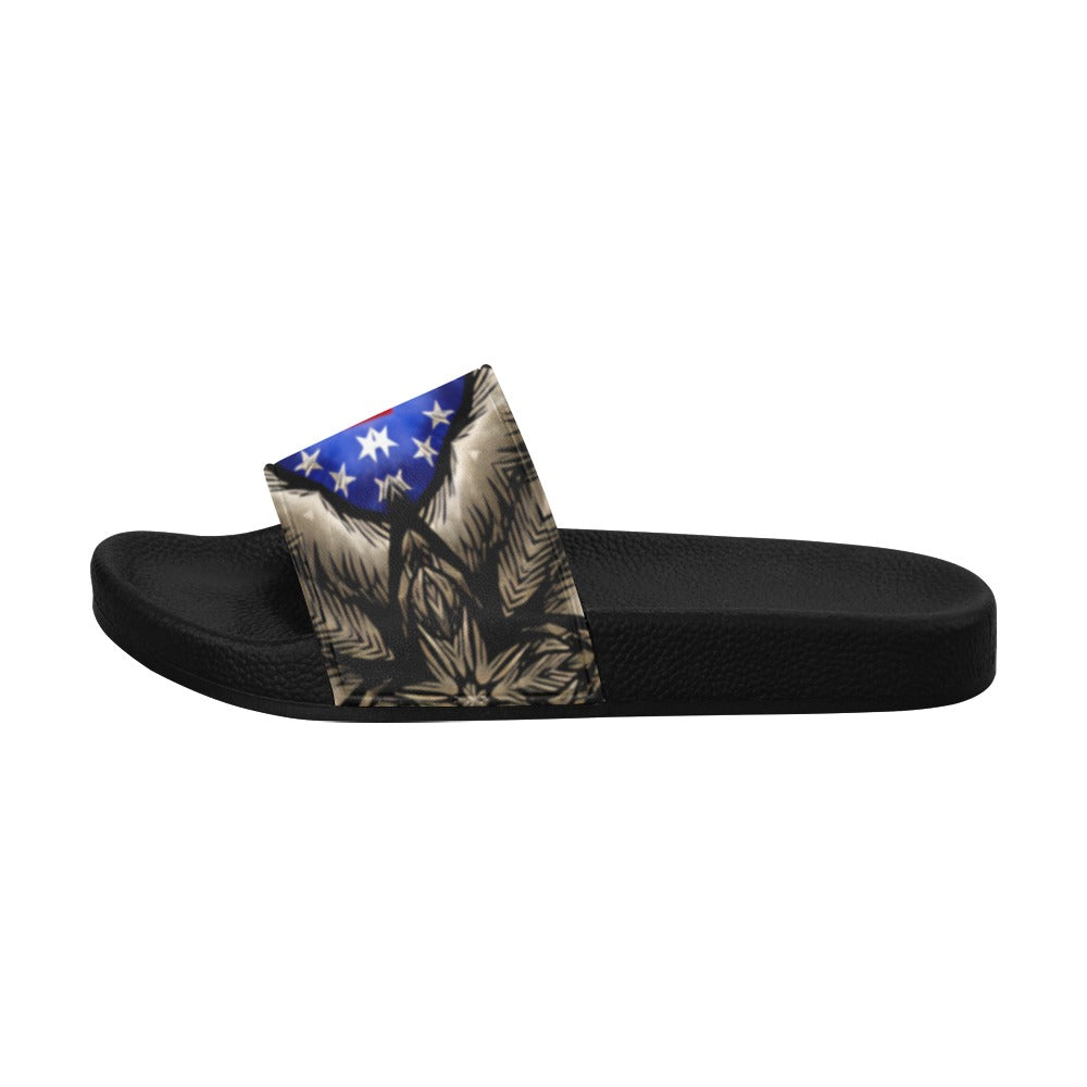 Women's Patriotic Kaleidoscope Pattern All-Over Print Slide Sandals