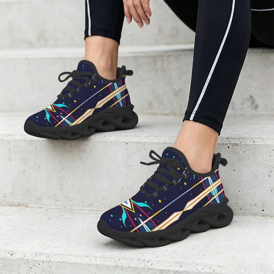 Women's Abstract Neon Geometry Pattern All Over Print Twisted Sole Sneakers