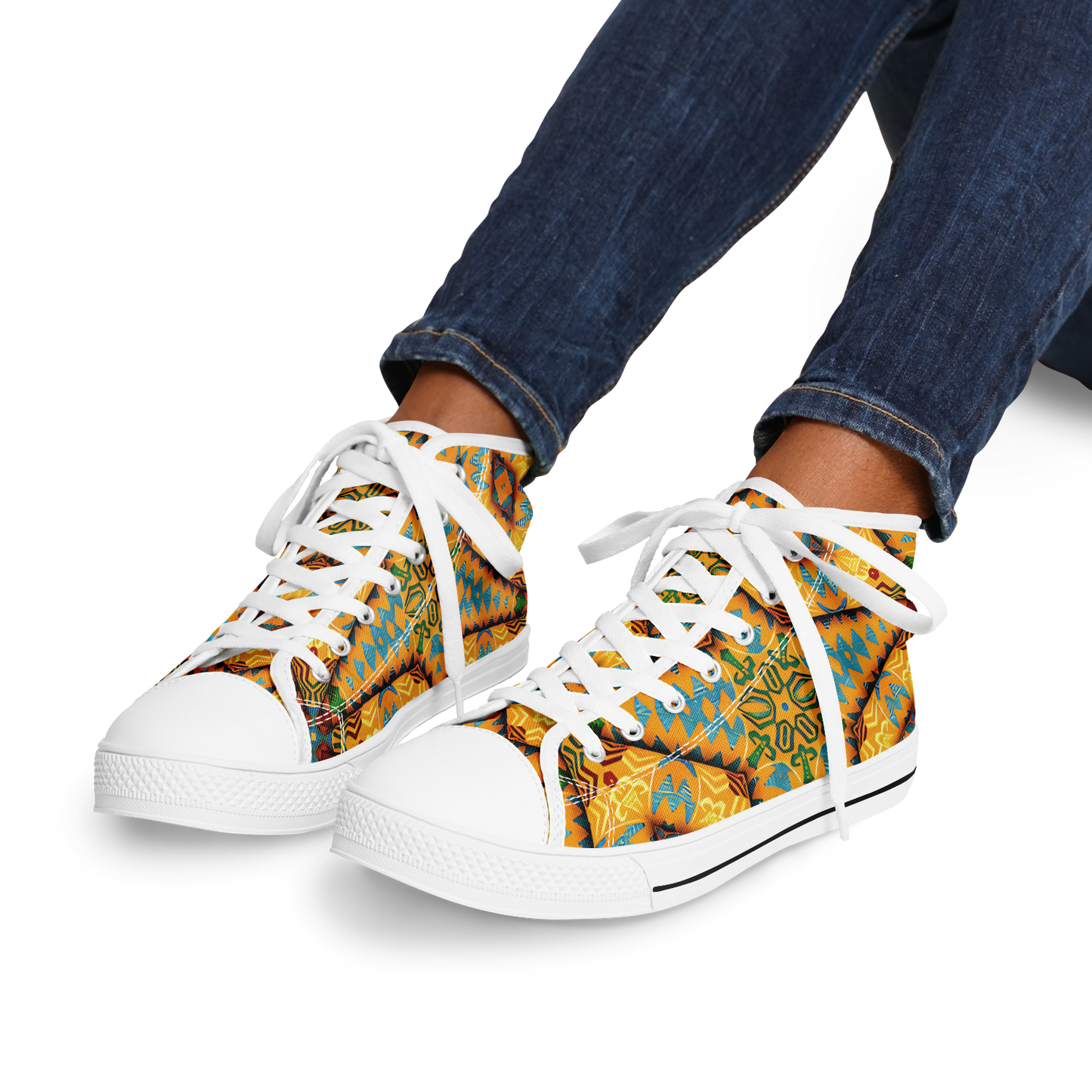 Women's Golden Geometric Mosaic Pattern Urban Peak High Top Shoes