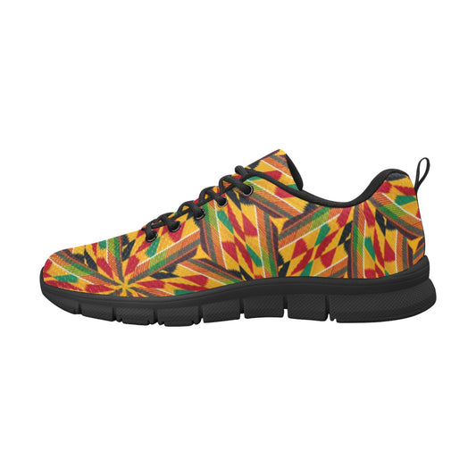 Men's Vibrant African Kente Geometric Pattern All-Over Print Breathable Running Shoes