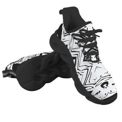 Men's Black & White Kaleidoscope Pattern All Over Print Twisted Sole Sneakers
