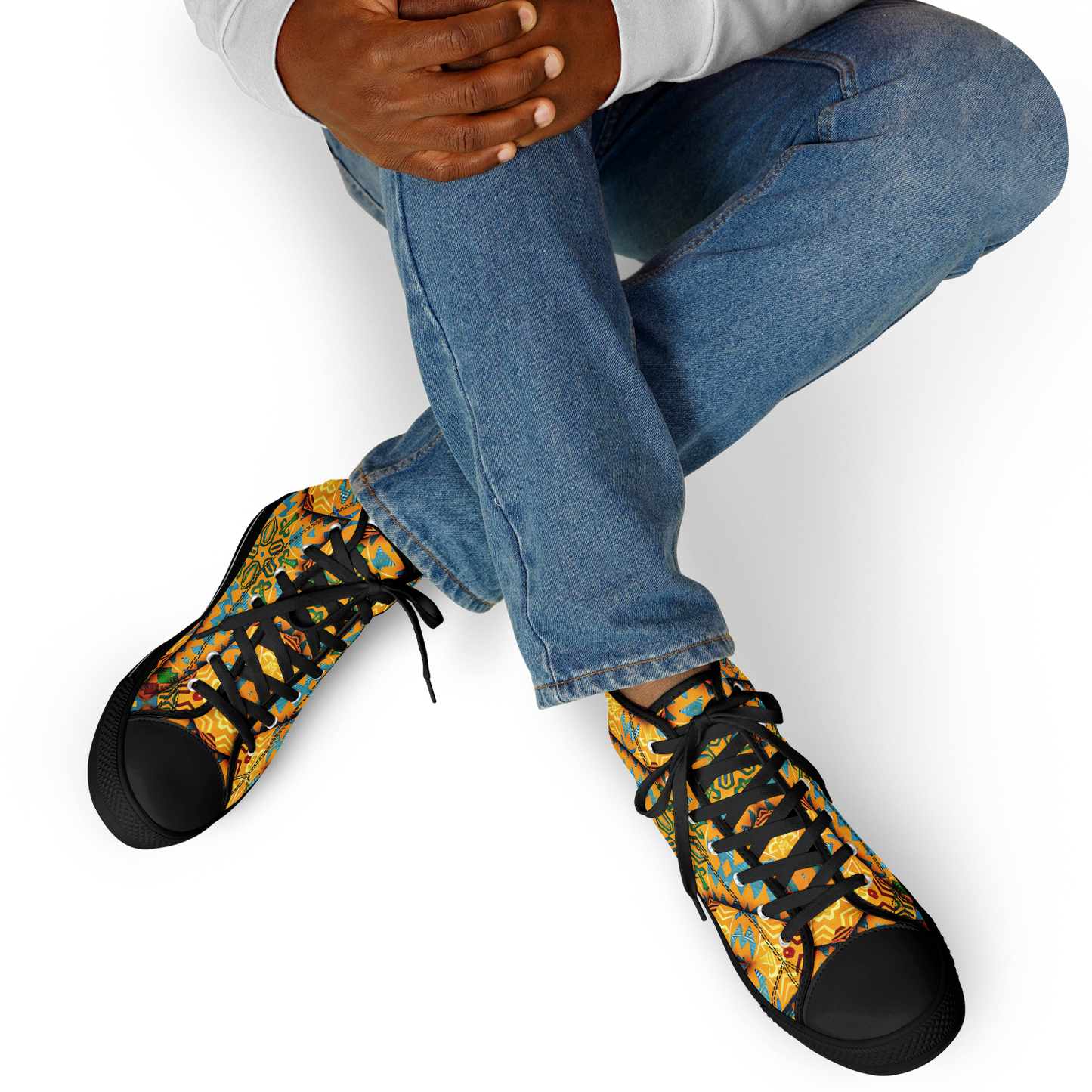 Men's Golden Geometric Mosaic Pattern Urban Peak High Top Shoes