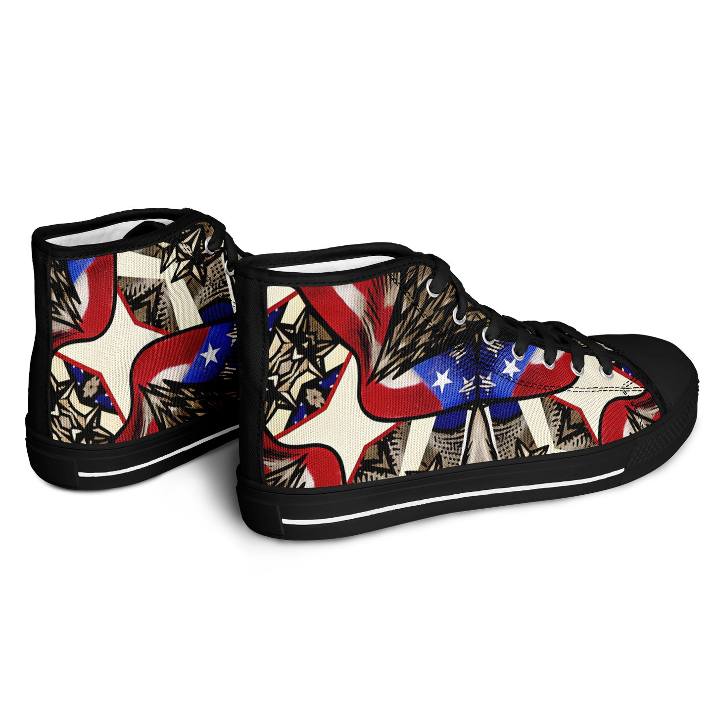 Men's Patriotic Stars & Cross Kaleidoscope Pattern All-Over Print Urban Peak High Top Shoes