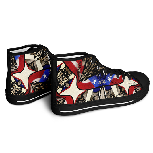 Men's Patriotic Stars & Cross Kaleidoscope Pattern All-Over Print Urban Peak High Top Shoes