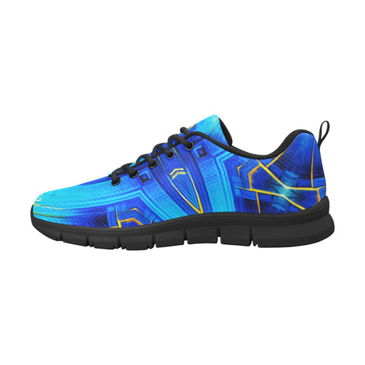 Women's Vibrant Blue Geometric All-Over Print  Breathable Running Shoes