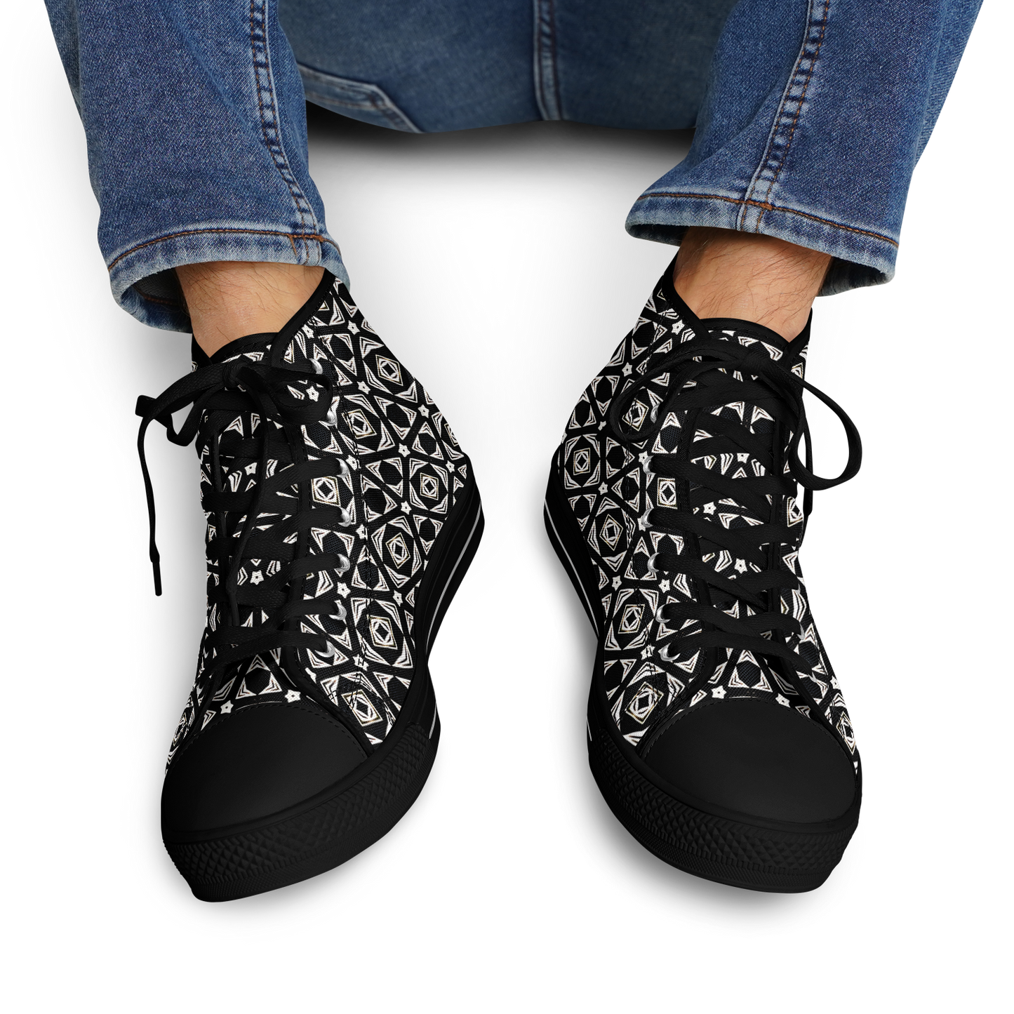 Men's Black Geometric Pattern Urban Peak High Top Shoes