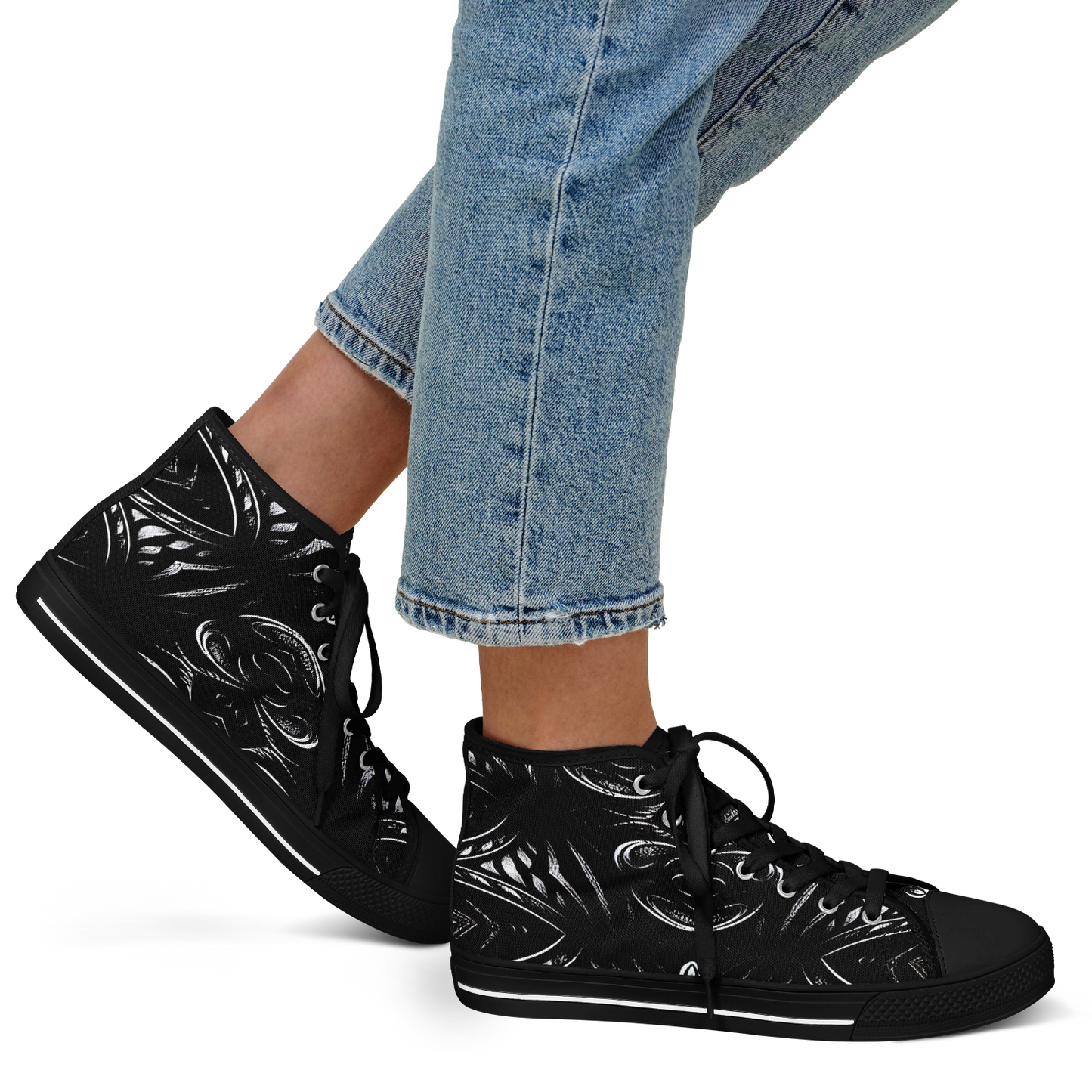 Women's Black & White Geometric All-Over Print Urban Peak High Top Shoes