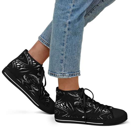 Women's Black & White Geometric All-Over Print Urban Peak High Top Shoes
