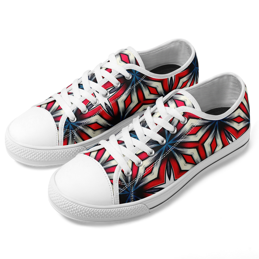 Men's Red, White & Blue Geometric Star Pattern All-Over Print Urban Peak Low Shoes