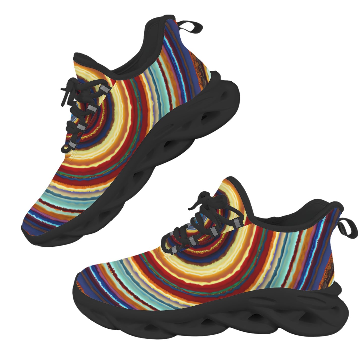 Women's Retro Radiant Circle Pattern All-Over Print Twisted Sole Sneakers