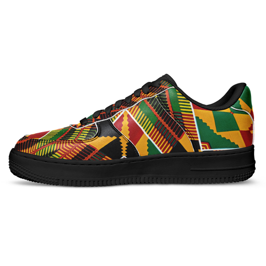 Women's Vibrant African Kente Geometric Pattern All-Over Print Core Low Shoes