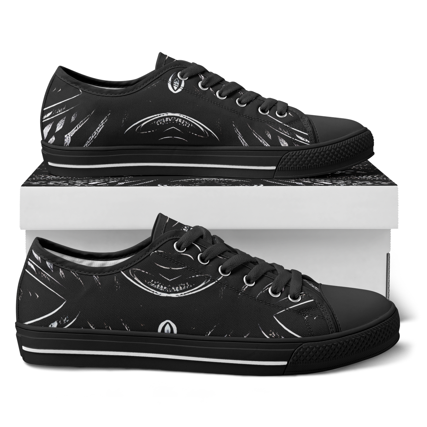 Women's Black & White Geometric All-Over Print Urban Peak Low Shoes