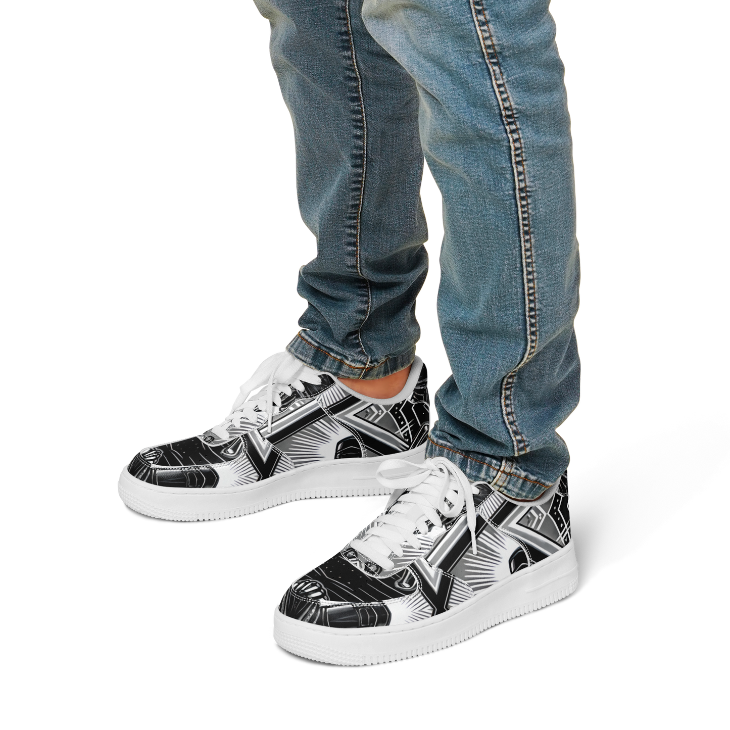Men' Monochrome Gothic Kaleidoscope Pattern All Over Print Core Low Shoes