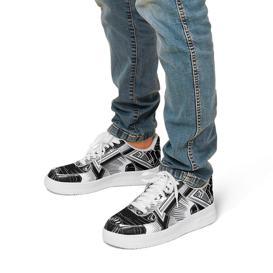 Men' Monochrome Gothic Kaleidoscope Pattern All Over Print Core Low Shoes