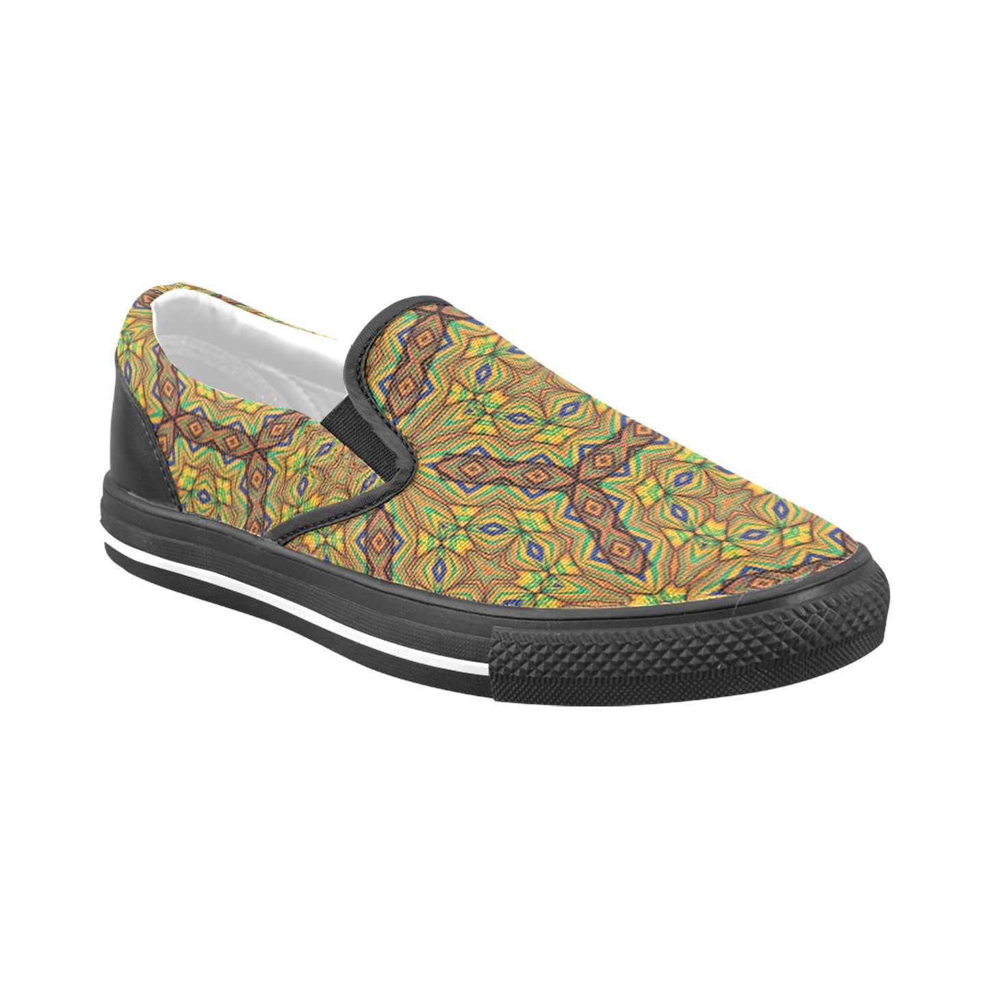 Men's Kaleidoscope Geo Pattern Unusual Slip-on Canvas Shoes