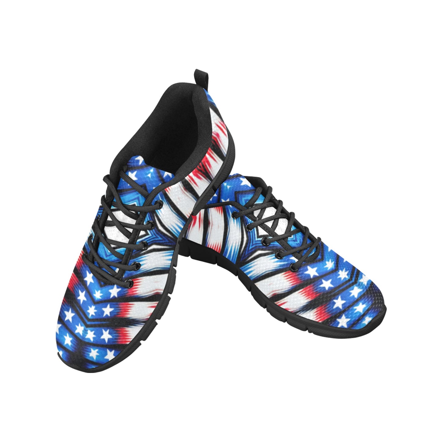 Men's Red White Blue Geometric Pattern All-Over Print  Breathable Running Shoes.