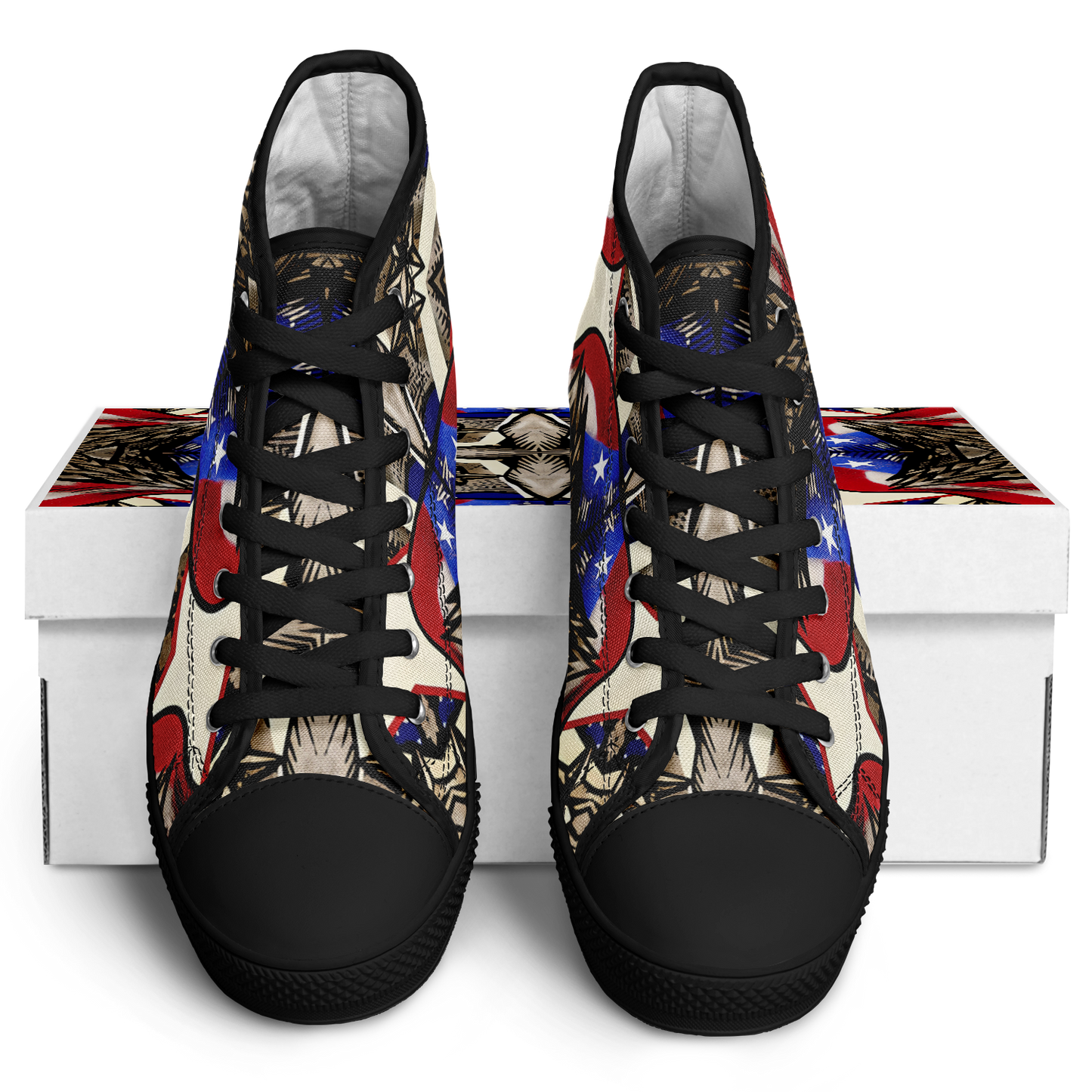 Men's Patriotic Stars & Cross Kaleidoscope Pattern All-Over Print Urban Peak High Top Shoes