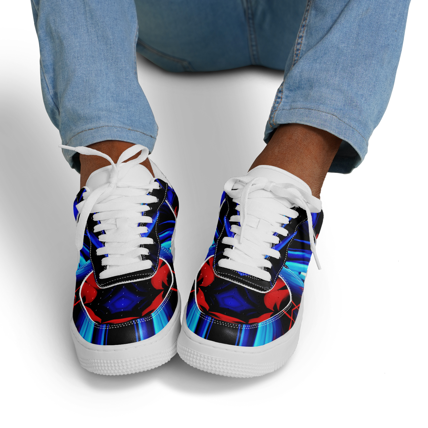 Men's Blue & Red Kaleidoscope Pattern All Over Print Core Low Shoes