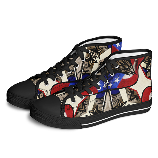 Women's Patriotic Stars & Cross Kaleidoscope Pattern All-Over Print Urban Peak High Top Shoes