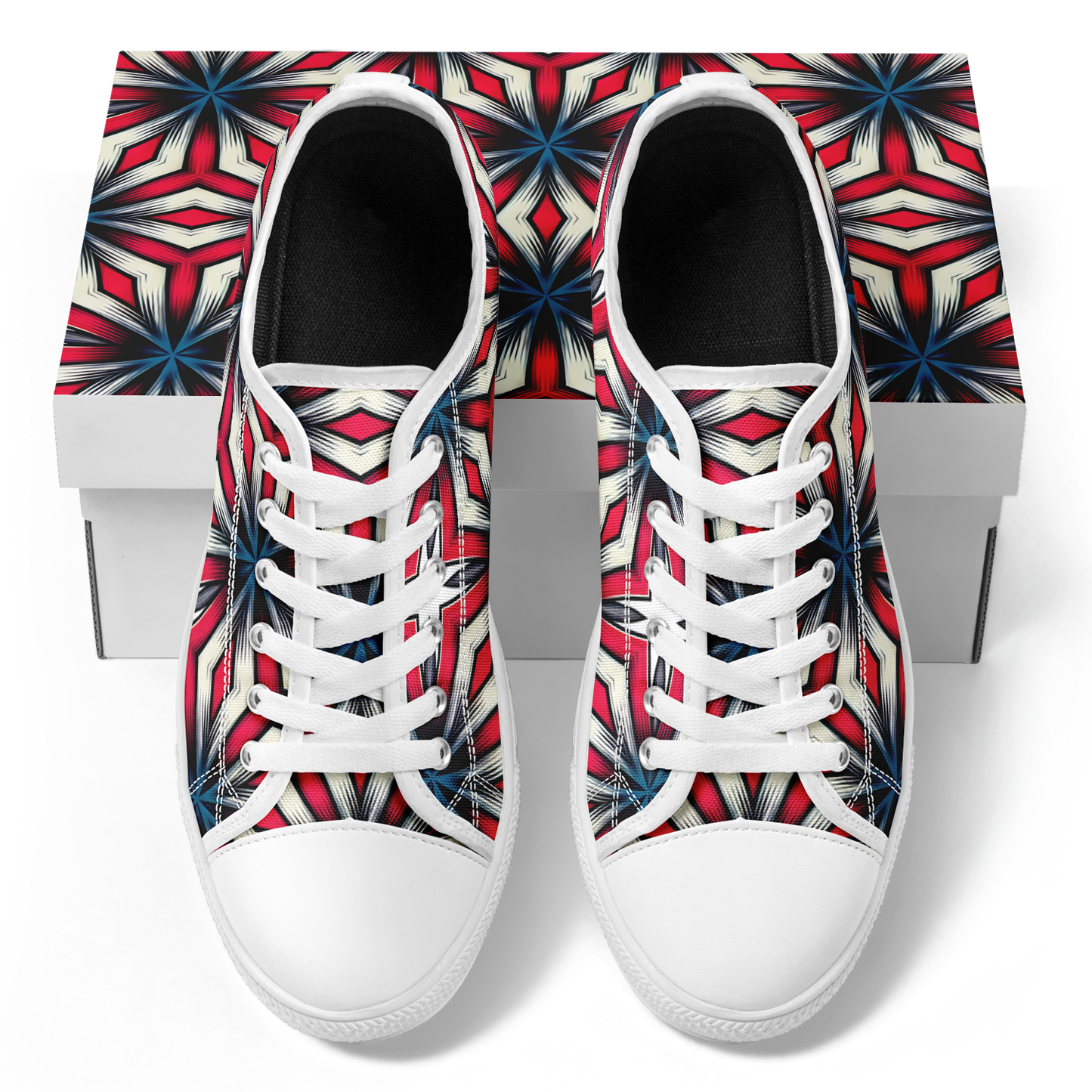Men's Red, White & Blue Geometric Star Pattern All-Over Print Urban Peak Low Shoes