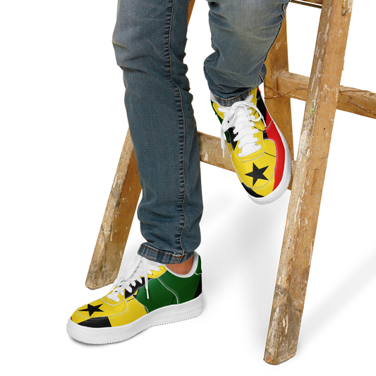 Men's Red Yellow Green and Black Stars Pattern All Over Print Urban Peak High Top Shoes