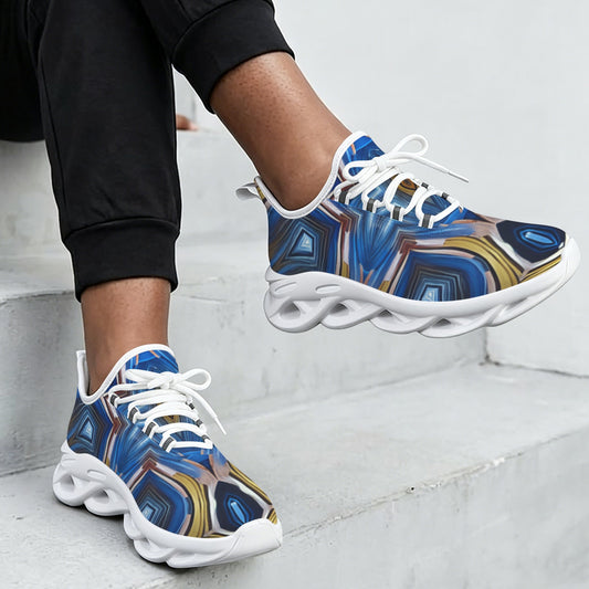 Women's Abstract Blue Geode Kaleidoscope Pattern All Over Print Twisted Sole Sneakers