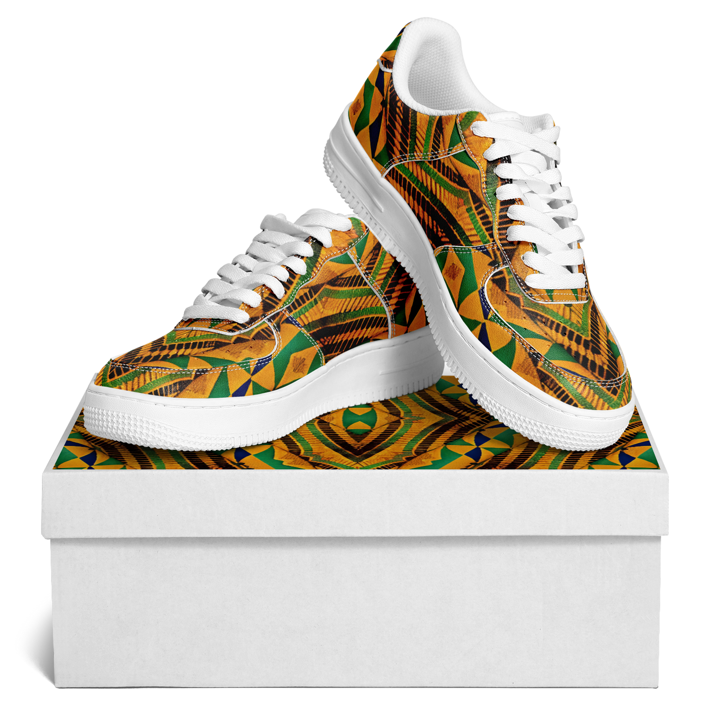 Men's Bold African Kente Inspired Pattern All-Over Print Core Low Shoes