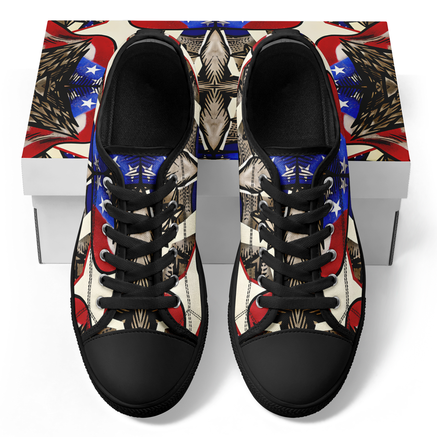 Women's Patriotic Stars & Cross Kaleidoscope Pattern All-Over Print Urban Peak Low Shoes