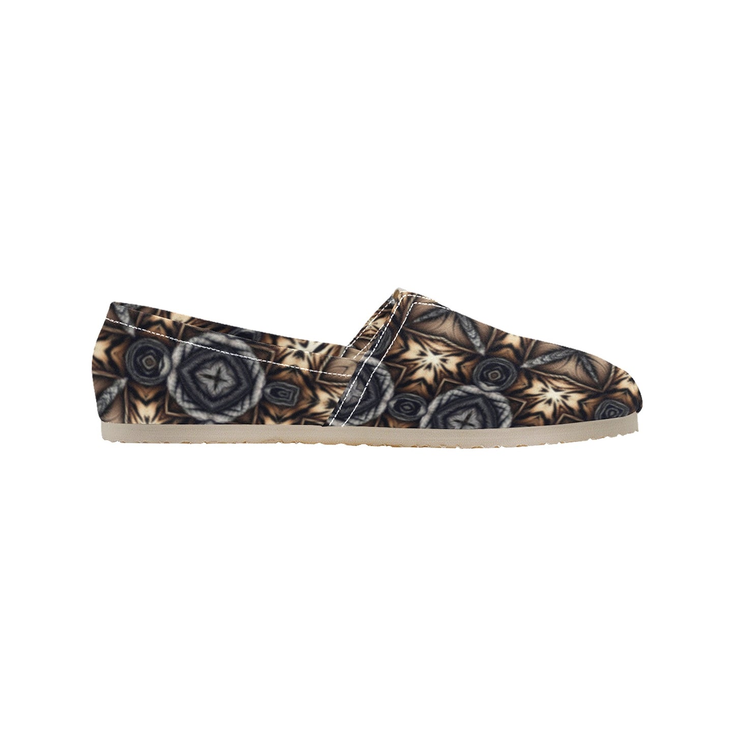 Women's Geometric Kaleidoscope Brown Pattern All Over Print  Classic Canvas Slip-On