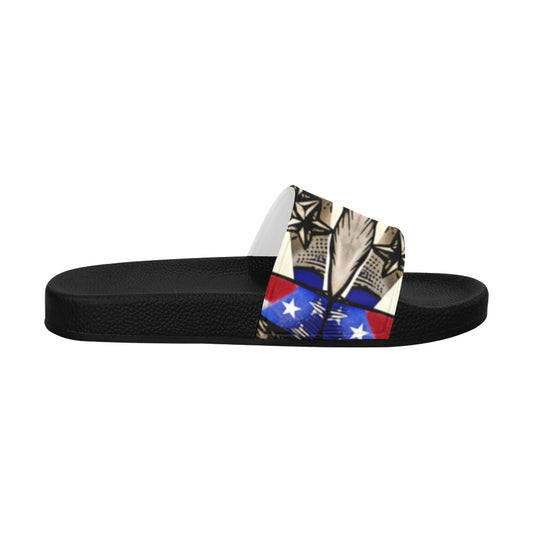 Women's Patriotic Star Kaleidoscope Pattern All-Over Print Slide Sandals