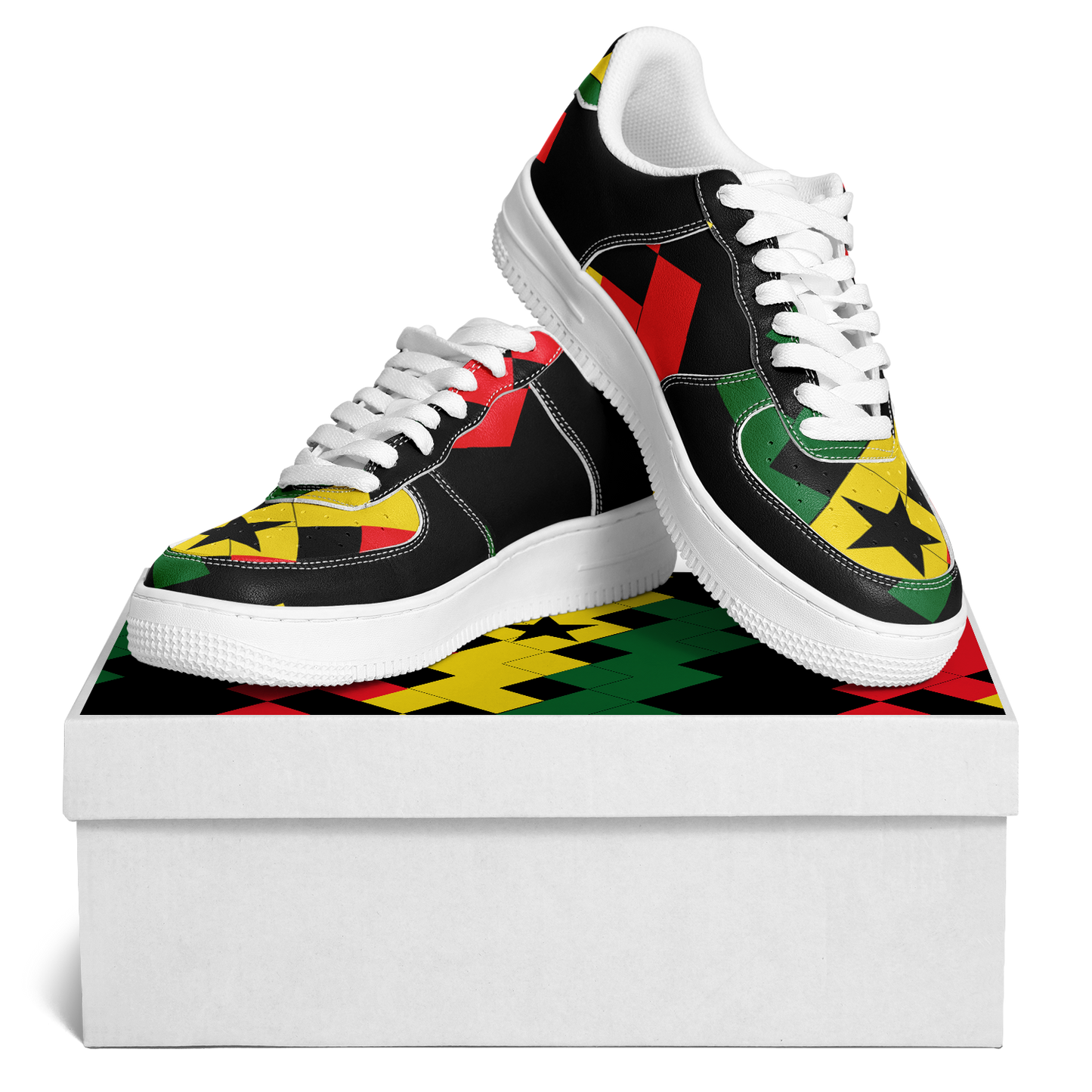 Women's Red Yellow Green and Black Stars Core Low Shoes