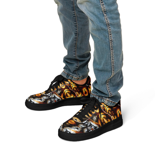 Men's Golden & Black Kaleidoscope Pattern All-Over Print Core Low Shoes