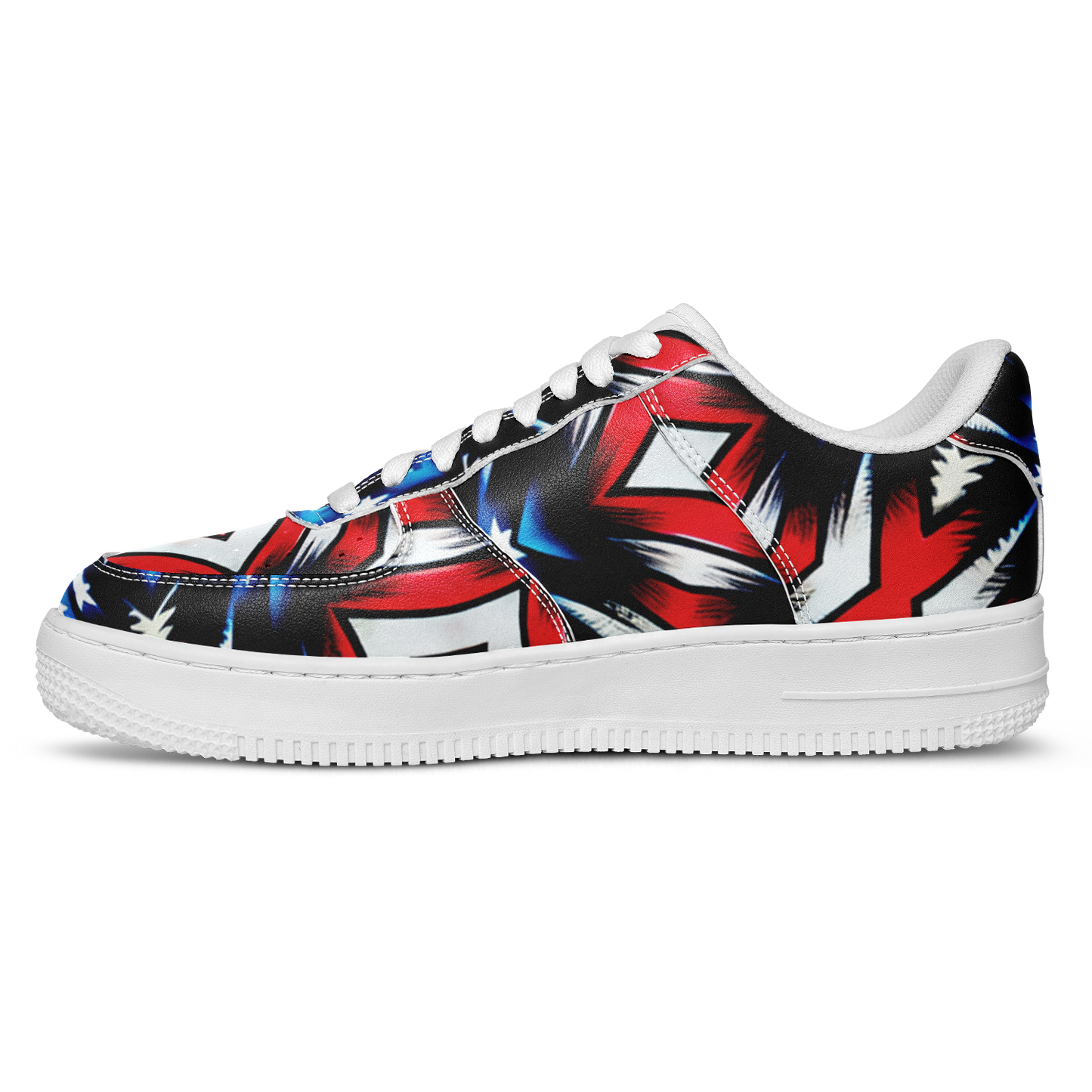 Men's Red White Blue Geometric Pattern All-Over Print Core Low Shoes