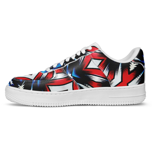 Men's Red White Blue Geometric Pattern All-Over Print Core Low Shoes