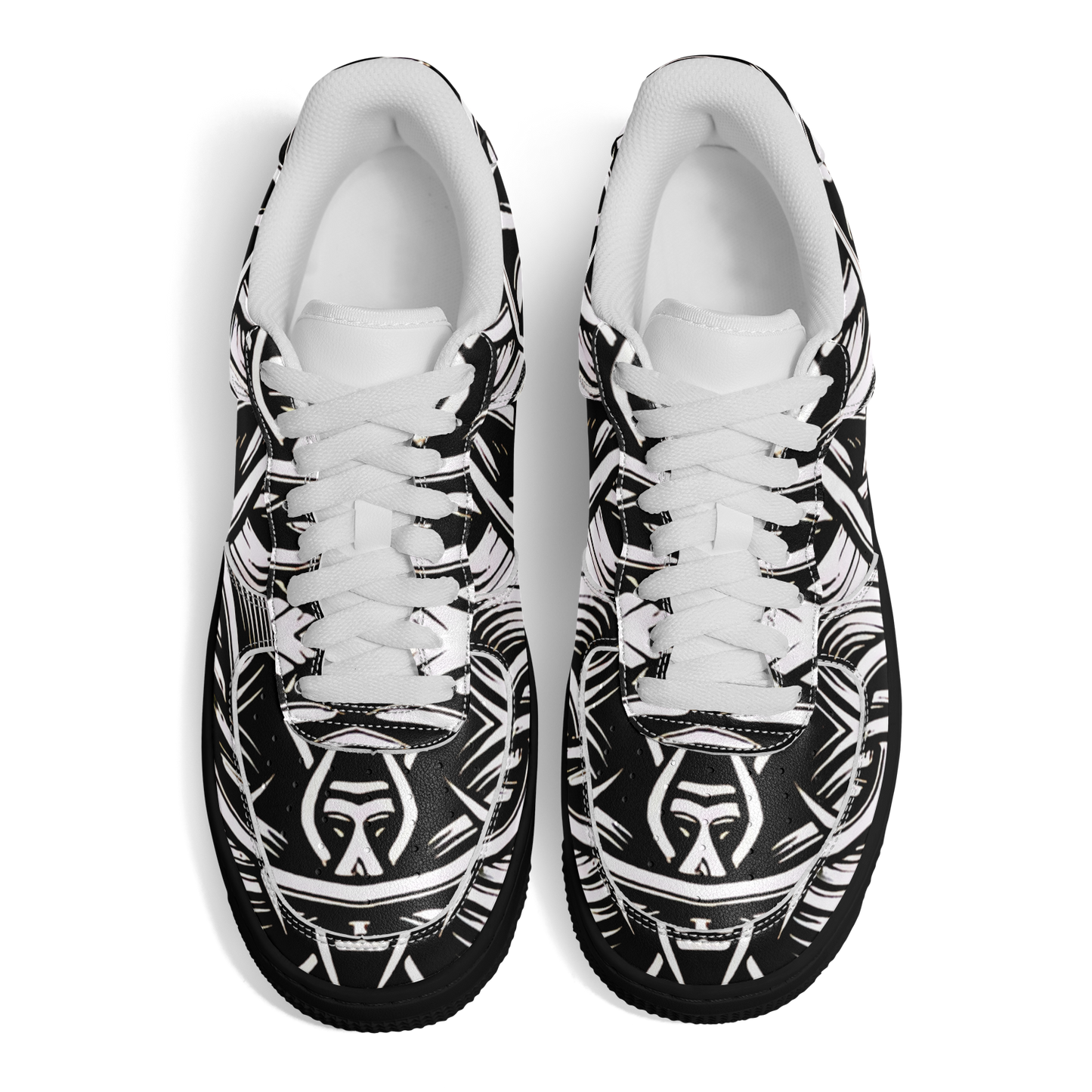 Men’s Black Intricate Silver Chain Tattoo Pattern High Core Low Shoes