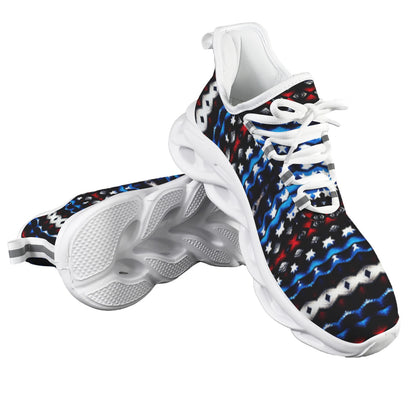 Men's Black Blue Abstract Pattern All Over Print Twisted Sole Sneakers