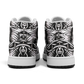 Men’s Black Intricate Silver Chain Tattoo Pattern Motion High Top Shoes