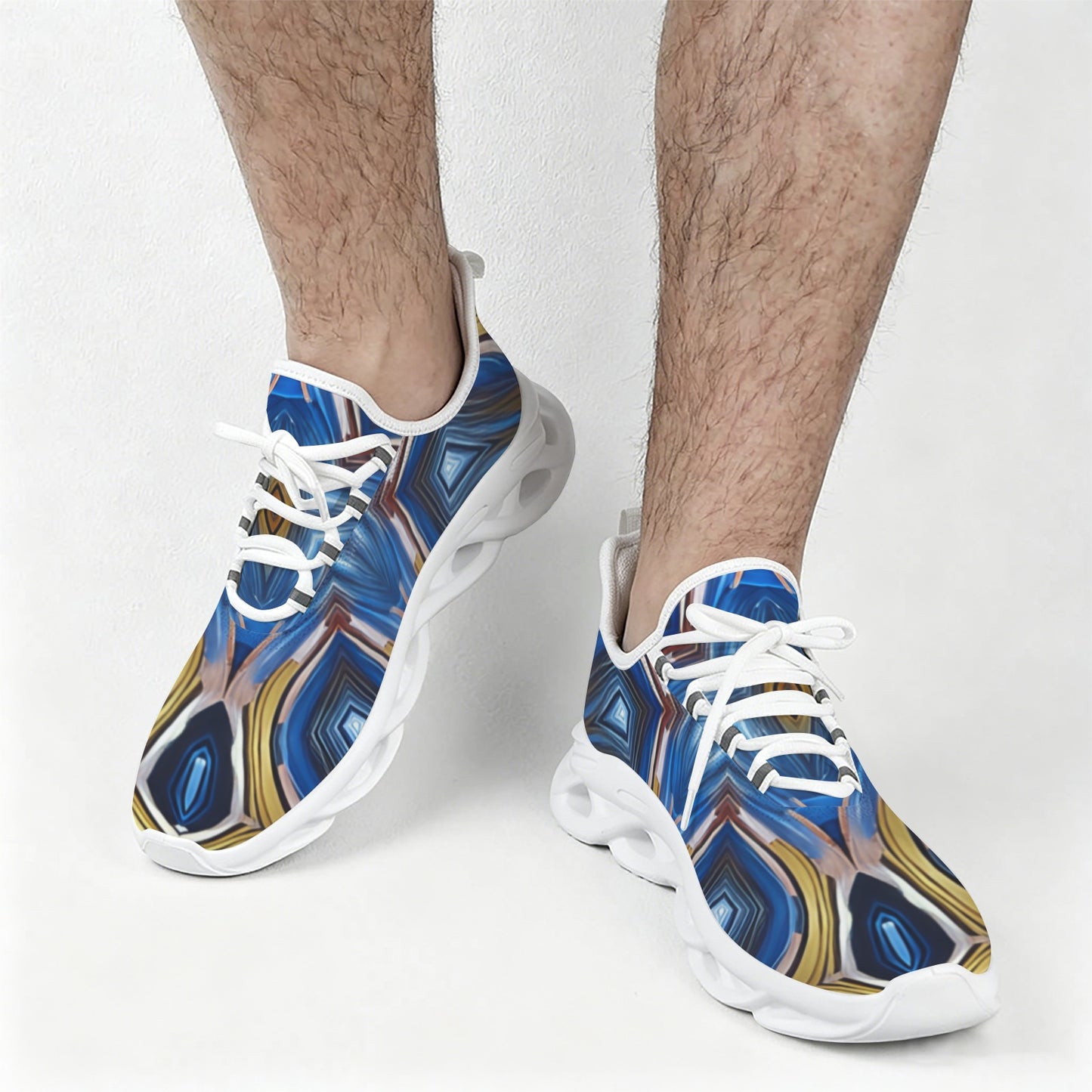 Men's Abstract Blue Geode Kaleidoscope Pattern All Over Print All Over Print Twisted Sole Sneakers
