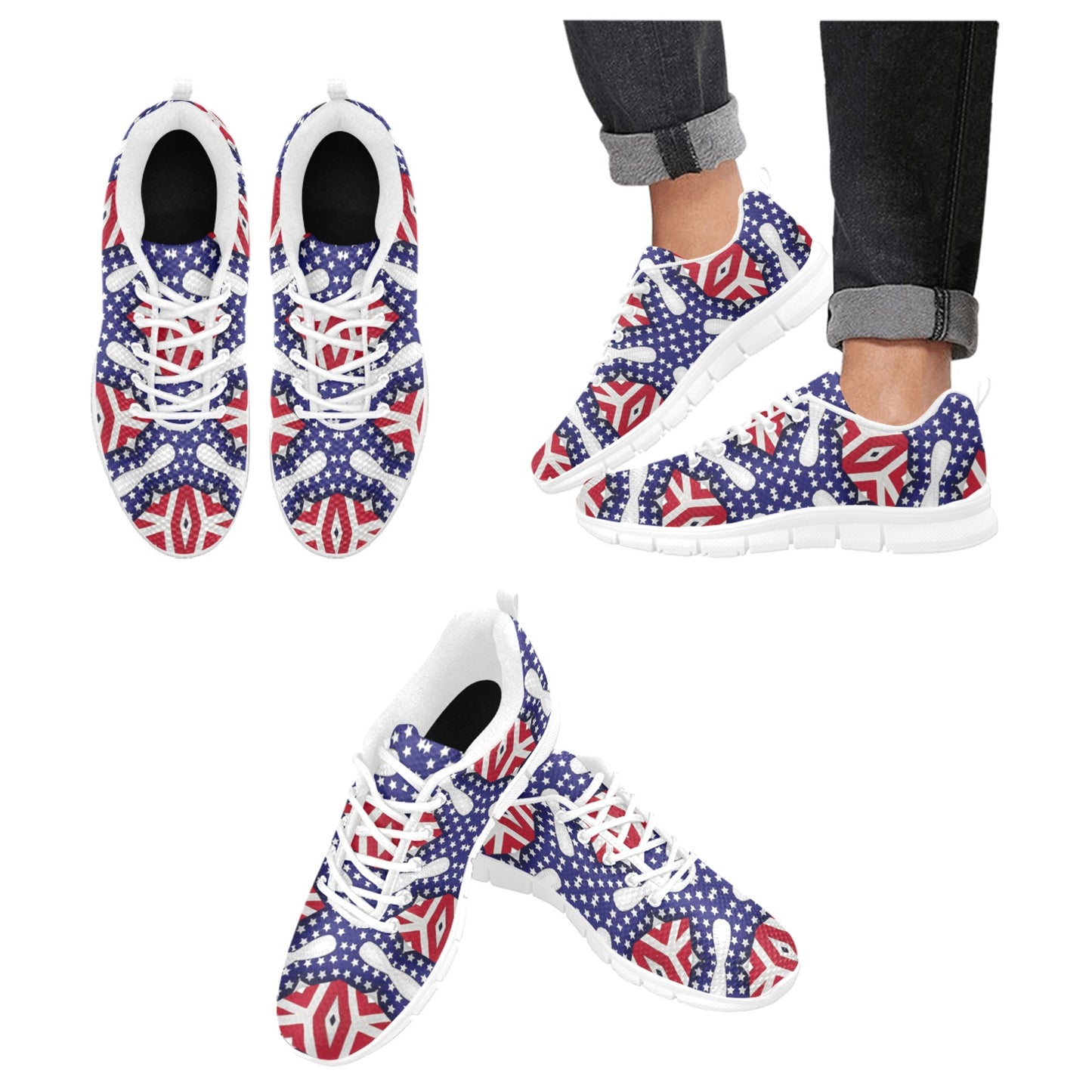 Men's Patriotic Stars & Stripes All Over Print Breathable Running Shoes