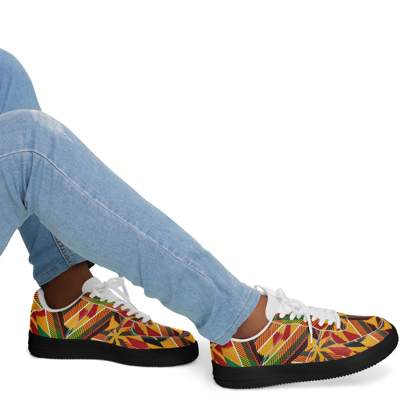 Men's Vibrant African Kente Geometric All-Over Print Core Low Shoes